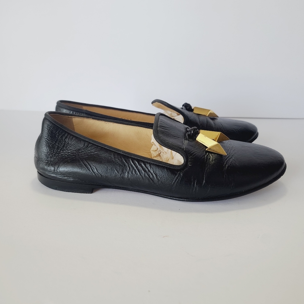 Giuseppe Zanotti Black Loafers with Gold Studs Size 35.5 - Picture 3 of 9